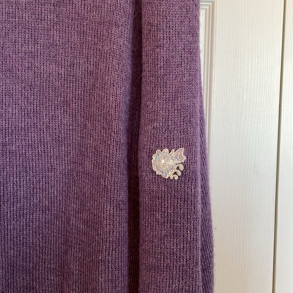 Women’s Peruvianan Link Alpaca cardigan sweater XL purple open front. Repaired - Picture 10 of 15